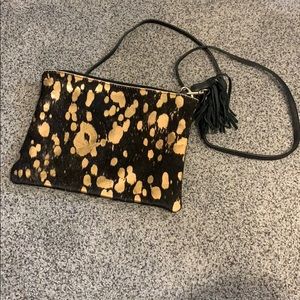 Black & metallic rose gold leather Mooi crossbody